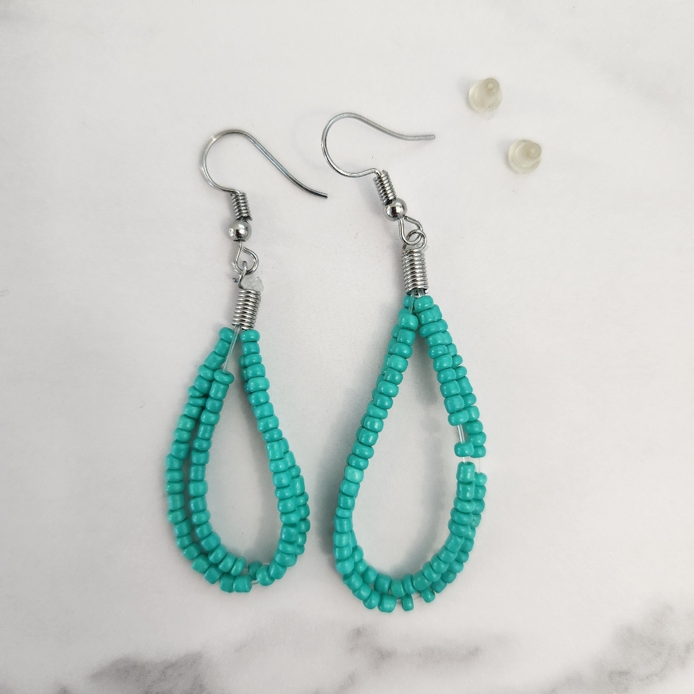 Paparazzi Turquoise Beaded Necklace & Earring Set Statement Style - Picture 6 of 9